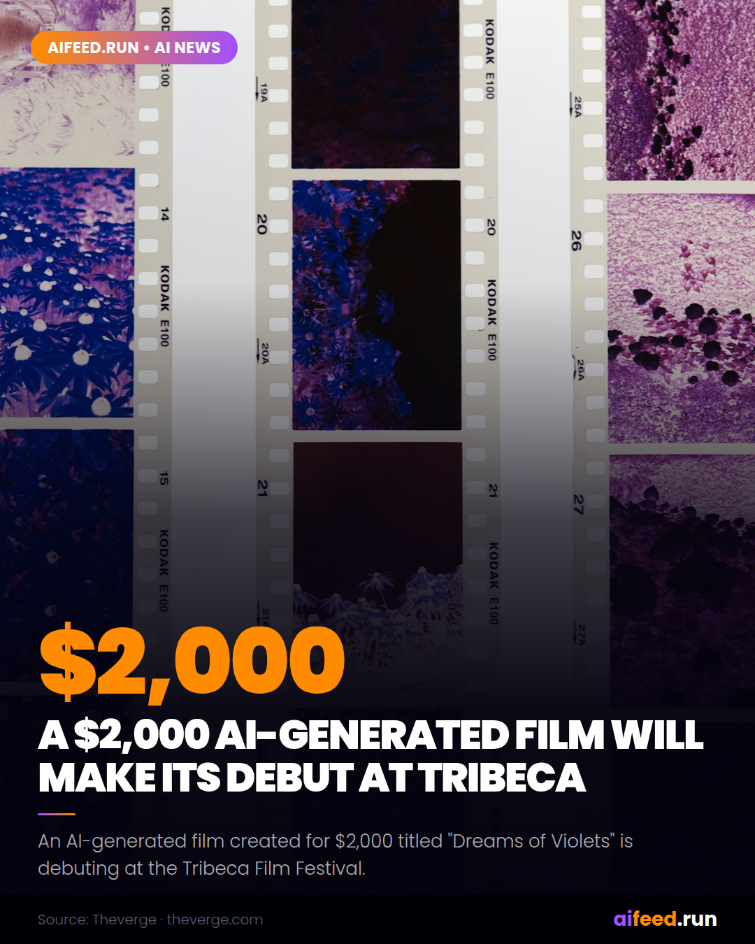 A $2,000 AI-generated film will make its debut at Tribeca