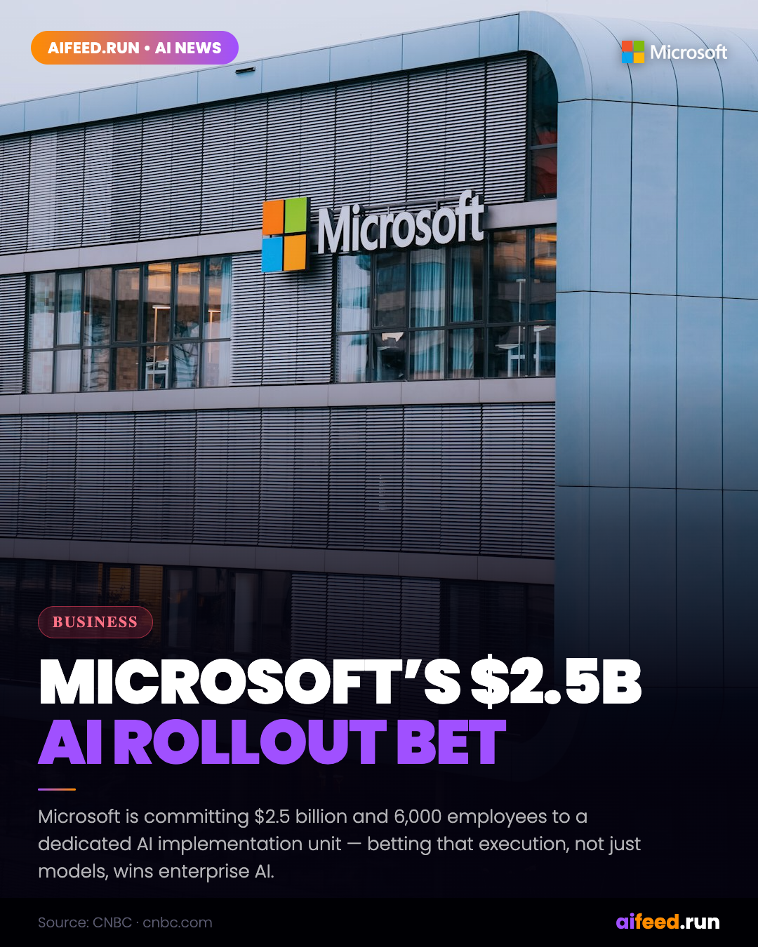 Microsoft Commits $2.5 Billion and 6,000 Employees to an AI Implementation Unit