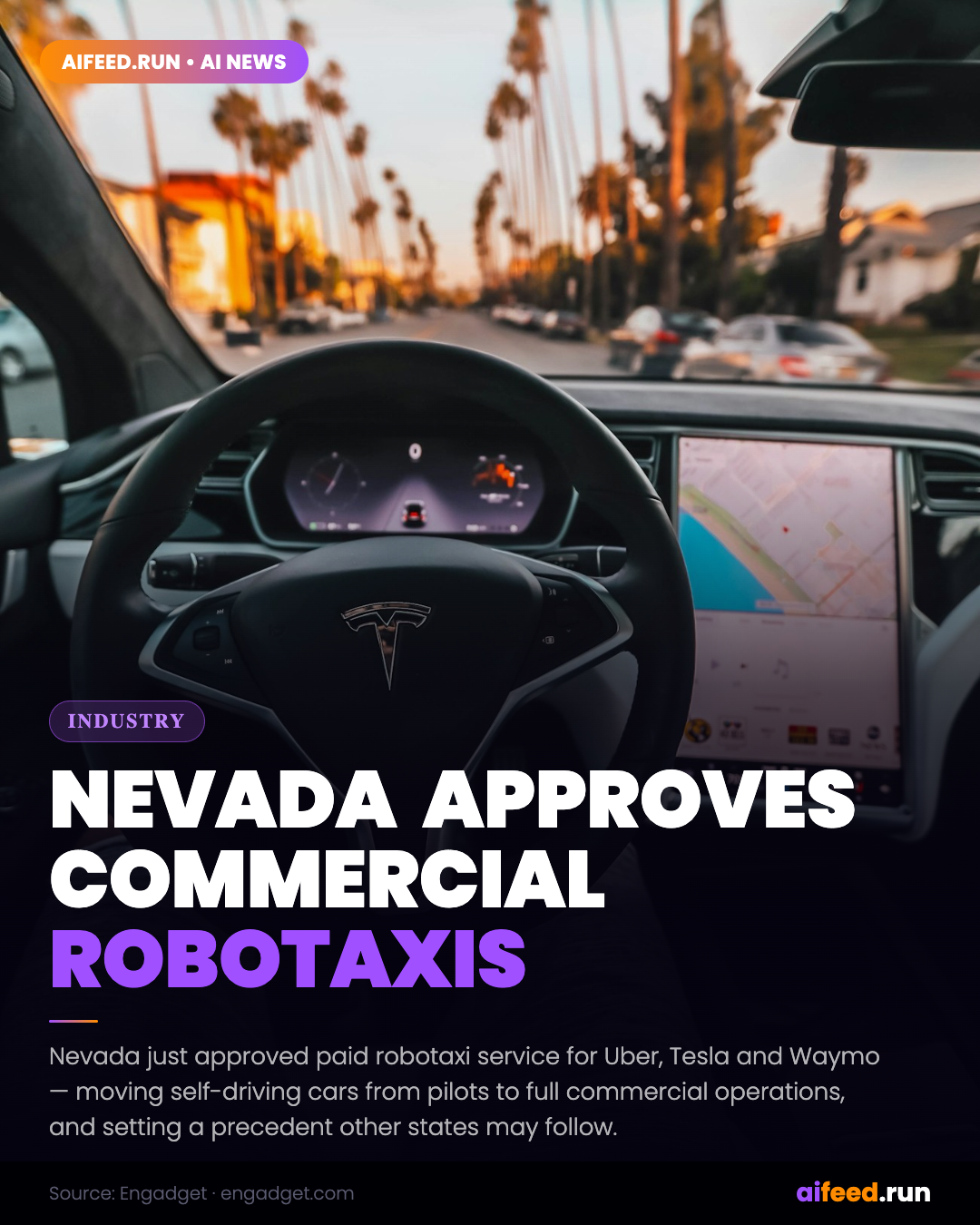 Nevada Approves Commercial Robotaxis for Uber, Tesla, and Waymo