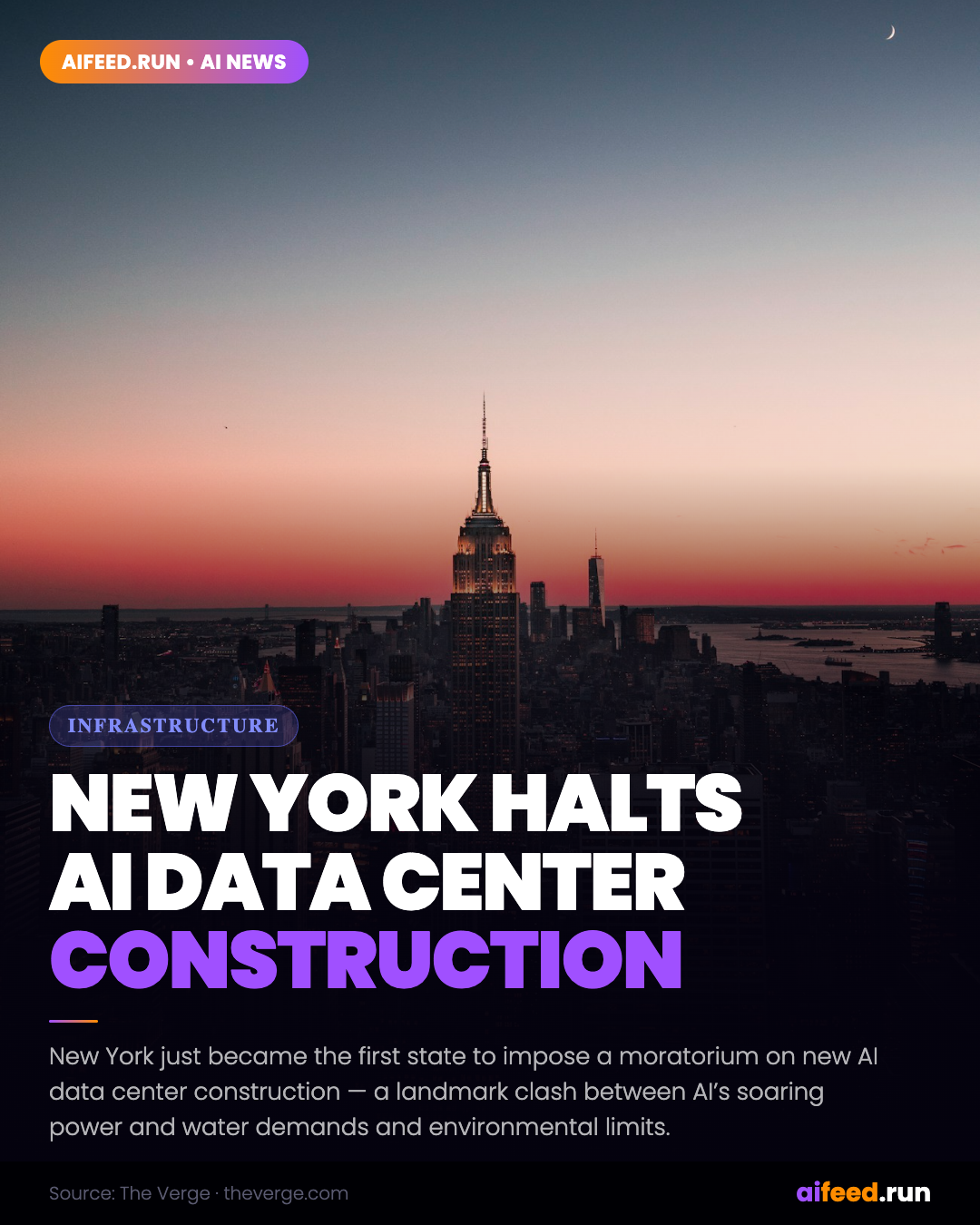 New York Becomes First State to Impose a Moratorium on AI Data Center Construction