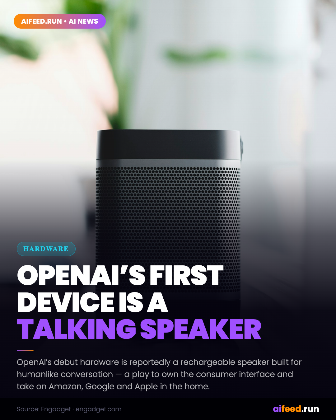 OpenAI's First Device Is Reportedly a Humanlike, Rechargeable AI Speaker