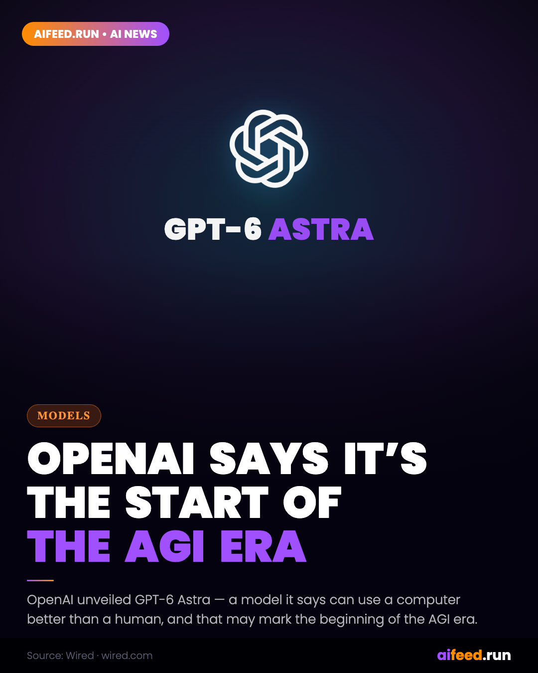 OpenAI Announces GPT-6 Astra — and Says It May Begin the AGI Era