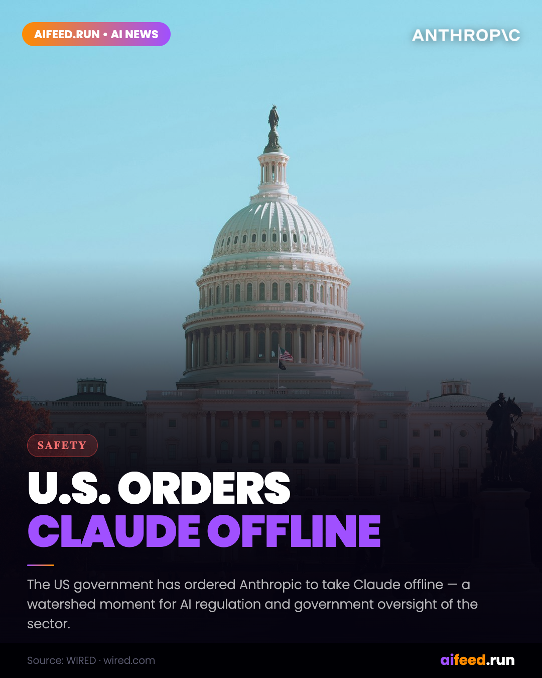 US Government Orders Anthropic to Take Claude Offline