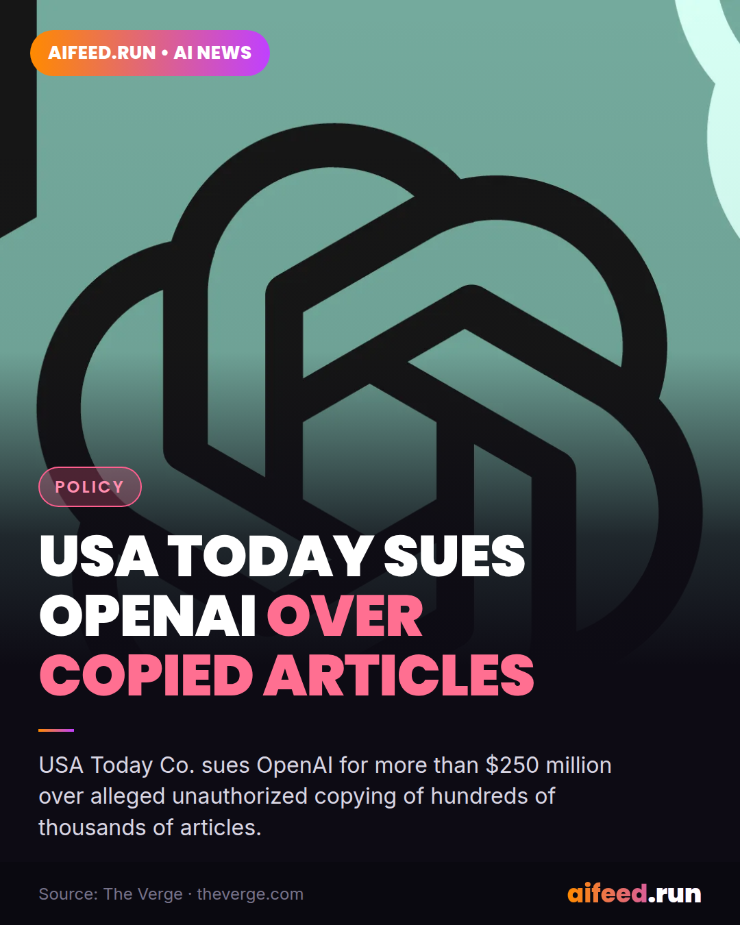 USA Today becomes the latest publisher to sue OpenAI