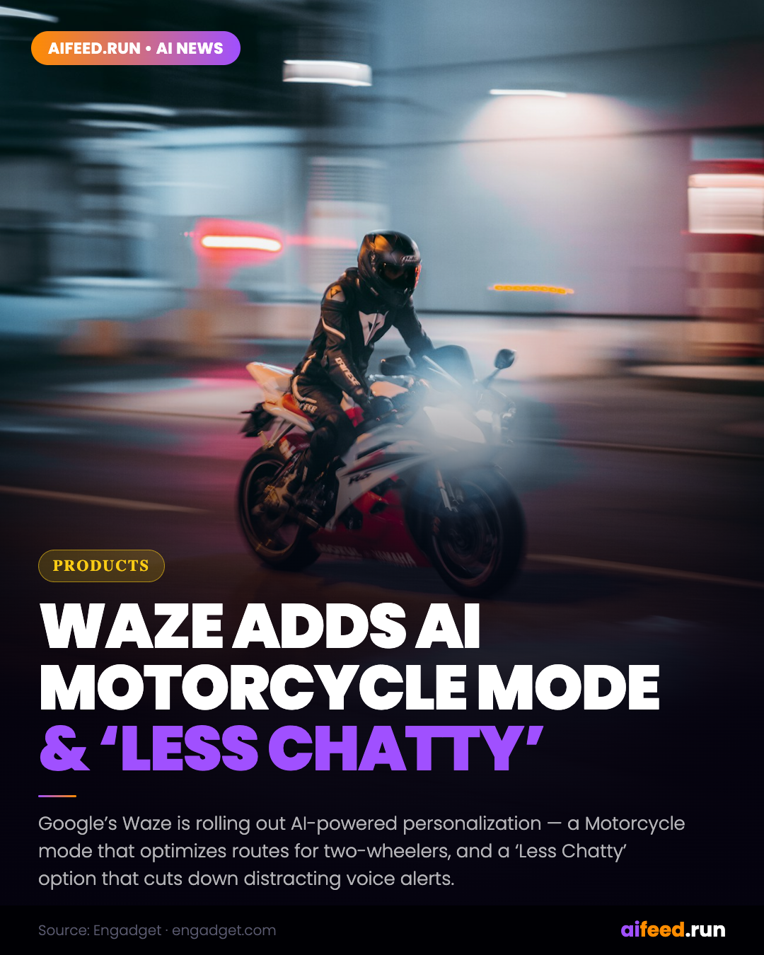 Waze Rolls Out AI Features: Motorcycle Mode and a 'Less Chatty' Option